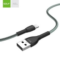 GOLF GOLF textilní datový kabel USB-C 1m, 3A, šedý