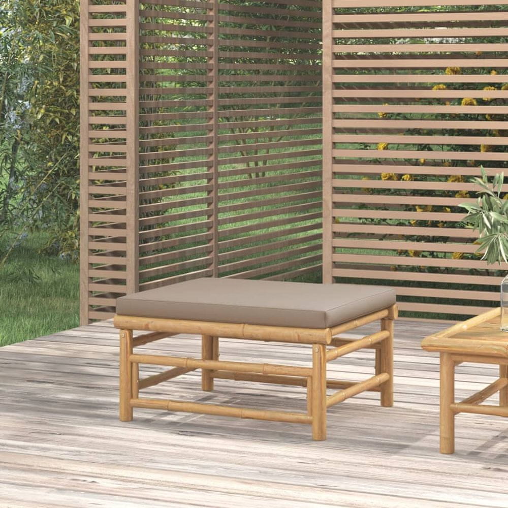 Vidaxl Záhradná podnožka s sivohnedými podložkami bambus