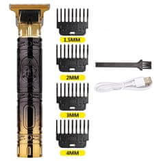 IZMAEL Elektrický strojček na vlasy s USB nabíjaním Budha-Čierna/Zlatá KP25775