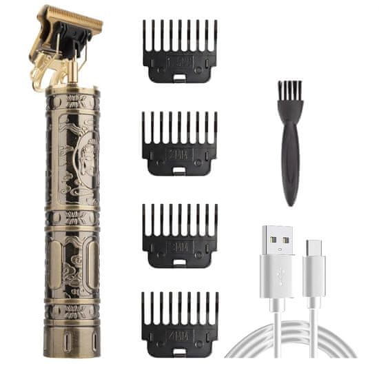 IZMAEL Elektrický strojček na vlasy s USB nabíjaním Budha-Čierna/Zlatá KP25775