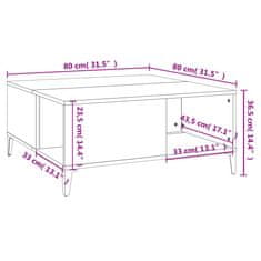 Vidaxl Konferenčný stolík lesklý biely 80x80x36,5 cm spracované drevo