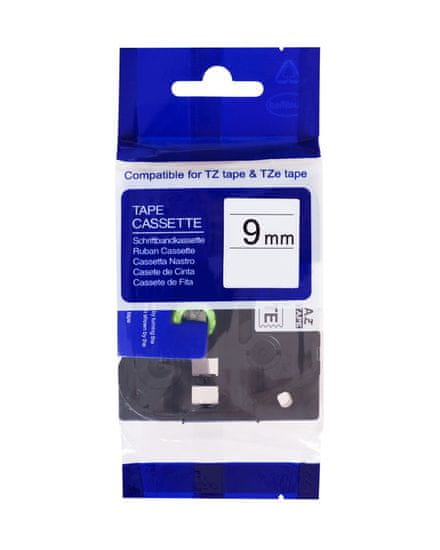 PrintLine kompatibilná páska s Brother TZE-221, TZ-221, 9mm, čierna tlač/biely podklad