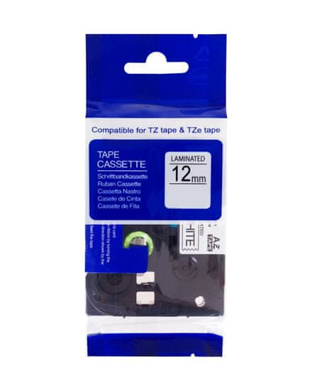 PrintLine kompatibilná páska s Brother TZE-FX231,12mm, čierna tlač/biely podklad, flexibilná