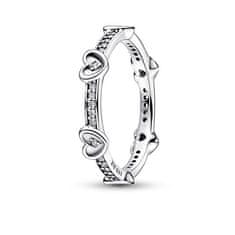 Pandora Romantický strieborný prsteň s kubickými zirkónmi Moments 192496C01 (Obvod 54 mm)