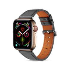 TopQ Kožený remienok Luxury pre Apple Watch 3-4-5-6-SE 38-40mm čierny 65852