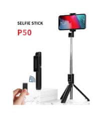 TopQ Bluetooth tripod selfie tyč P50 biela 92428