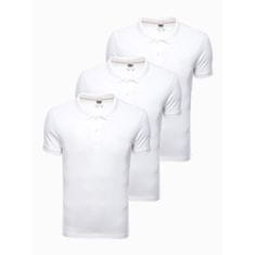 OMBRE Pánske tričko polo ADENO biele 3-pack MDN24820 XXL