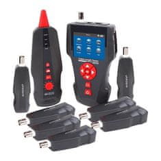 XtendLan Tester STP+PSTN+coax+USB, LCD displej, meranie dĺžky vedenia, test PoE a PING, sonda+ 8x protislučka