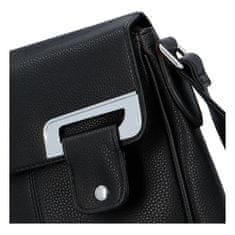 Mahel Dámska koženková crossbody kabelka s ozdobnou klopou Kessy, čierna
