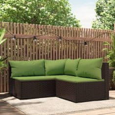 Vidaxl 3-dielna záhradná sedacia súprava s podložkami polyratan hnedá