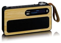 LENCO PDR-040BAMBOOBK FM rádio a DAB+ s vestavnou dobíjacou batériou a Bluetooth v jedinom prevedení a podložení opravdovým bambusovým drevom