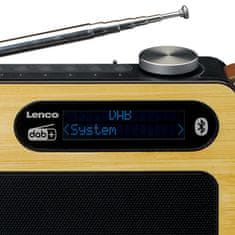 LENCO PDR-040BAMBOOBK FM rádio a DAB+ s vestavnou dobíjacou batériou a Bluetooth v jedinom prevedení a podložení opravdovým bambusovým drevom