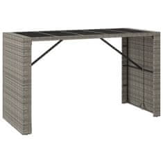 Petromila vidaXL Barový stôl so sklenenou doskou sivý 185x80x110 cm polyratan
