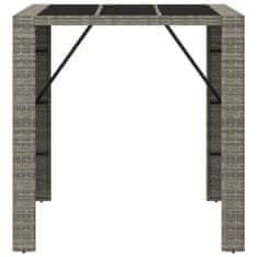 Petromila vidaXL Barový stôl so sklenenou doskou sivý 105x80x110 cm polyratan