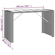 Vidaxl Záhradný stôl so sklenenou doskou čierny 185x80x110cm polyratan