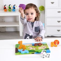 Tooky Toy Hračka Hrubé 3D Montessori puzzle Zvieratá Zodpovedajúce tvary Puzzle