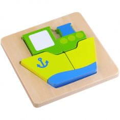 Tooky Toy Puzzle Montessori puzzle Hrubé bloky Loď 6 el.