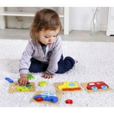 Tooky Toy Puzzle Montessori puzzle Hrubé bloky Loď 6 el.