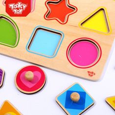 Tooky Toy Puzzle Montessori učenie tvarov s kolíčkami Figúrky Tvary