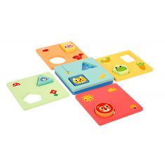 Tooky Toy Montessori puzzle Tvary a farby Zvieratá 6 dosiek FSC