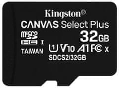 Kingston Canvas Select Plus 32GB microSD / UHS-I / CL10 / vr. SD adaptéra