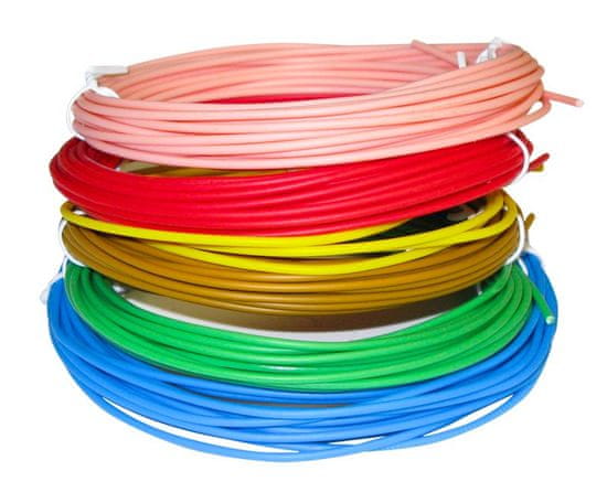 XtendLan nízkoteplotný filament PCL pre 3D perá, 6 farieb, každá farba 5m 1,75mm červ/zelená/modr/žltá/ružová/zlatá
