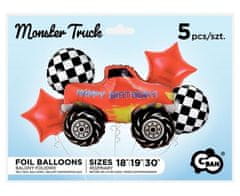 Sada fóliových balónikov - auto - Monster Truck - 5 ks