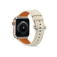 TopQ Kožený remienok Luxury pre Apple Watch 3-4-5-6-SE 42-44mm béžový 65850