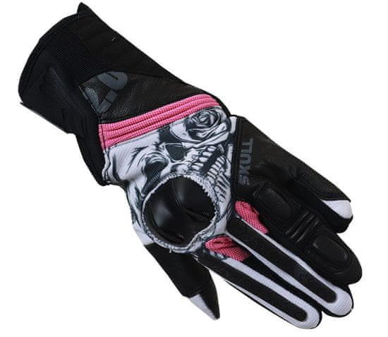 NAZRAN Dámské rukavice na moto Stunt 2.0 skull white/black/pink