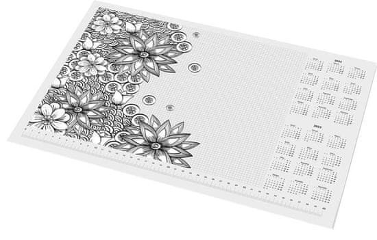 PANTA PLAST Podložka na stôl "Kvety", A3, 410 x 275 mm, s omaľovánkou