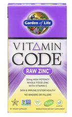 Garden of Life Vitamín Code RAW Zinc 30 mg (zinok + vitamín C) - 60 kapsúl