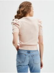 Guess Svetloružový dámsky sveter s krátkym rukávom Guess Emma S