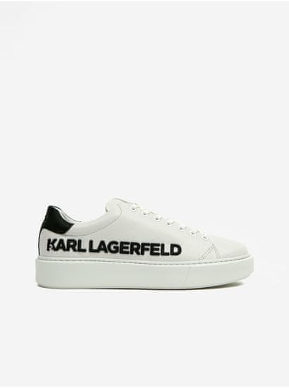 Karl Lagerfeld Biele pánske kožené tenisky KARL LAGERFELD Maxi Up Injekt Logo
