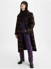 Levis Tmavohnedý dámsky kockovaný kabát s prímesou vlny Levi's Off Campus Wooly Coat M