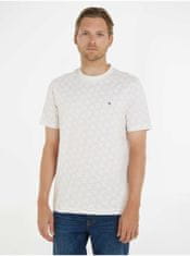 Tommy Hilfiger Béžové pánske vzorované tričko Tommy Hilfiger L