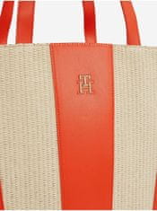 Tommy Hilfiger Béžovo-oranžová dámska pruhovaná plážová taška Tommy Hilfiger UNI