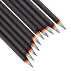 Northix 10x Ceruzky s dúhovými farbami - čierna 