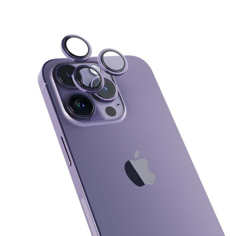 EPICO Hliníkové ochranné sklo na šošovky fotoaparátu pre iPhone 14 Pro / 14 Pro Max (6,1") 69312152200001 - tmavofialová