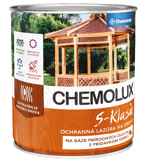 Chemolak CHEMOLUX S KLASIK - Tenkovrstvá lazúra na drevo 2,5 L 221 - červený smrek