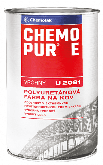 Chemolak U 2081 CHEMOPUR E - Vrchná polyuretánová farba 8 l ral 3027 - malinová
