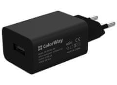 ColorWay 1x USB/ sieťová nabíjačka/ 10W/ 100V-240V/ Čierna