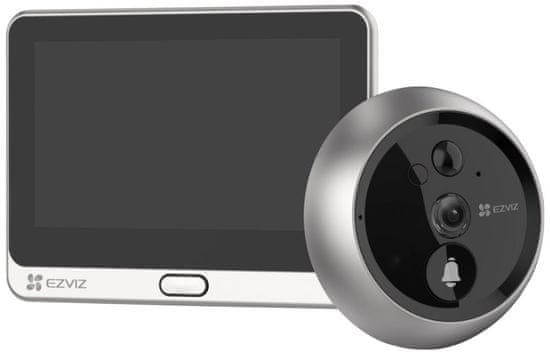 EZVIZ šikovný dverný videotelefón DP2/ Wi-Fi/ kamera 1080p/ kukátko/ zvonček/ IR do 5 m/ PIR/ LCD 4,3"
