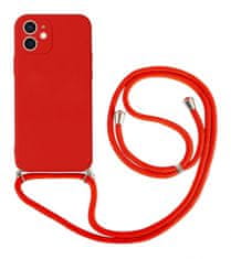 TopQ Kryt iPhone 12 Mini červený so šnúrkou 92510