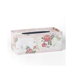 HOME DECOR Krabička na papierové vreckovky plechová ROSE PARIS 24 x 13 x 9,5 cm, súprava 4 ks