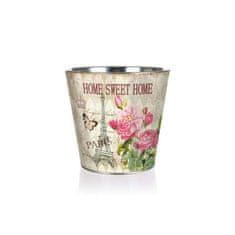 HOME DECOR Kvetináč plechový HOME SWEET 12 x 11,5 x 8,5 cm, súprava 10 ks