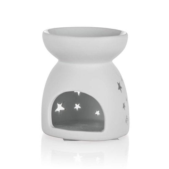 HOME DECOR Aróma lampa porcelánová 8 x 9 cm, hviezdy, biela, súprava 6 ks