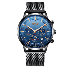 Lige Pánske hodinky - čierna / modrá - 9877 + darček ZADARMO