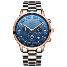 Lige Pánské hodinky- zlato modré 9877D + darček ZADARMO