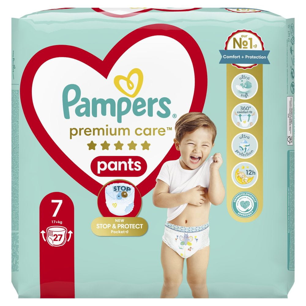 Pampers Premium Care Pants Plienkové Nohavičky veľ. 7 (27 ks plienok) 17+ kg
