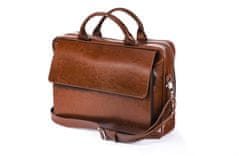 Solier Pánska kožená taška na notebook SL30, hnedý vintage